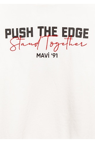 Mavi - Stand Together Baskılı Kapüşonlu Ekru Sweatshirt 6s10181-70057 Ekru