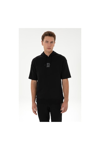 U.S. Polo Assn. Erkek Comfort Fit Kapüşonlu Kısa Kollu Siyah Sweatshirt 50320030-VR046