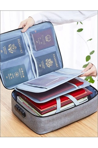 Lıtebag Şifreli Kilitli A4 Belgeler İçin Seyahat Düzenleyici 204910021 Açık Gri
