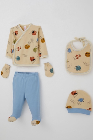 Breeze Erkek Bebek Hastane Çıkışı 5 Li Sevimli Hayvancıklar Desenli 0-3 Ay, Bej Bej