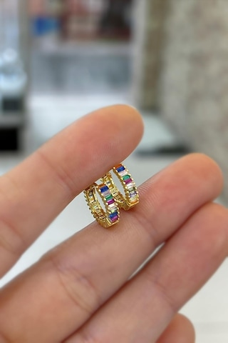 Gümüş Renkli Baget Taşlı 9 Mm Küpe Hr1512z3 Diğer