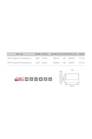 Lamptime 50 Watt Led Projektör Gunışığı Işık 252305
