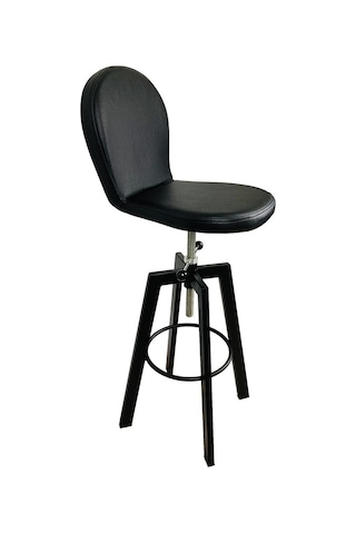 Helen Bar Sandalyesi Bar Taburesi Sırtlı Siyah Deri Oturak Çok Renkli