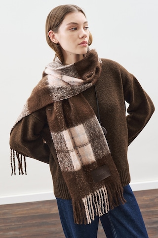 Ekose Desenli Atkı Kahverengi Kahverengi