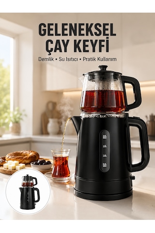 0,9 L Cam Demlik Ve 1,7 L Su Haznesi İle Çay Keyfi Yeni Nesil - Lisinya