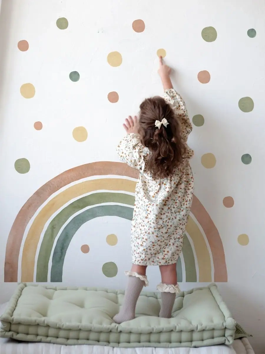Wallshebno Çocuklar İçin Duvar Çıkartmaları İç Duvar Dekorasyonu Gökkuşağı 148637655 Gri