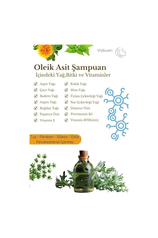 Visbuen Oleik Asit 14 Doğal Aktifli Yıpranmış Saçlar İçin Onarıcı Bakım Şampuanı 500 ML
