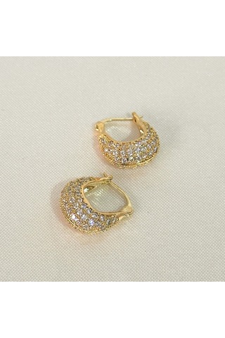 Vıp Zirkon Gold Küpe Gold