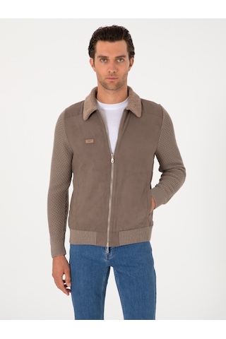 Cacharel Vizon Slim Fit Triko Hırka Kahverengi