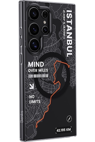 Galaxy S26 Ultra Uyumlu Kılıf M-safe Şarj Özellikli Benks City Serisi Kapak Siyah-turuncu Siyah-turuncu
