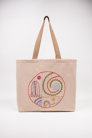 Fabric Craft Bag Omuz Çantası Duck Kumaş Patchwork Sashiko El İşlemeli Günlük Çanta 44x34 Cm Sütlü Kahve