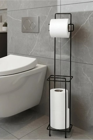 River World Tuvalet Kağıtlığı Yedek Hazneli Standlı Rengi Siyah Çok Renkli