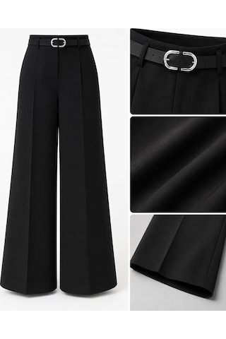 Yare Dönüş Belli Palazzo Bayan Kumaş Pantolon Bordo