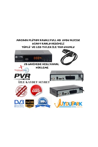 Magbox Plüton S Tüplü Tv Uyumlu Full Hd Uydu Alıcısı + Scart Kablo