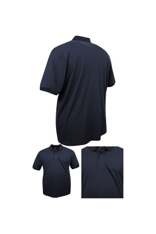 Erkek Büyük Beden 115 - 155 Kilo Arası Uygun Bedenli Likralı Pike Polo Yaka Cepli Tişört Lacivert