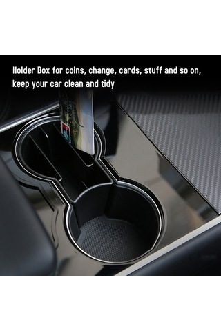 Neevoyu Tesla Model 3 İçin Abs Malzeme Araç İç Depolama Kutusu, Paralar Kartlar Küçük Eşyalar İçin Bölümlü Organizatör, Merkezi Konsol Dekorasyon Aksesuarı