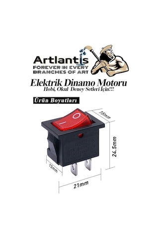 Mini Anahtar Arapuar Çıtçıt Anahtar 10 Adet Elektrik Devresi İçin Açma Kapama Düğmesi On / Off Kırmızı Siyah Anahtar