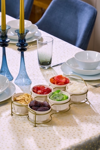 Edora Home Gold Altı Bölmeli Çerezlik İkram Seti Metal Paslanmaz