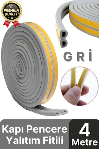 Güçlü Kendinden Yapışkanlı Kapı Pencere Soğuk Hava Geçirmez Yalıtım İzolasyon Gri Fitil 4 Metre Diğer