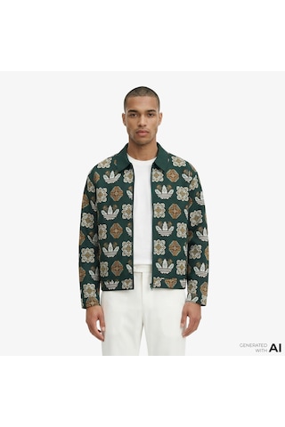 Adidas Monogram Allover Print Loose Yeşil Ceket Jy2997
