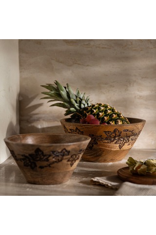 Foglia Ahşap Sunum Kasesi 25x25x11cm Natural Naturel