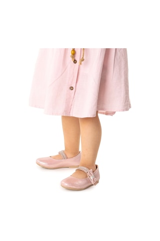Kiko Kids Cırtlı Kız Çocuk Taşlı Babet Ayakkabı 252 Pudra 001