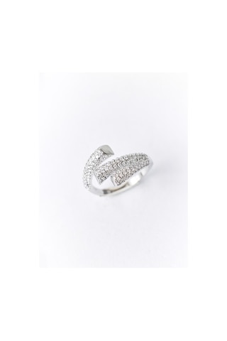 Jimmy Key Gümüş Rengi Sarmal Tasarım Taşlı Modern Yüzük 6sw489011161