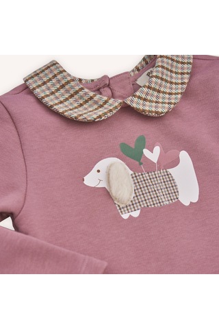 Kız Çocuk Bebe Yakalı Örme Elbise Gül Kurusu 2421gb26009-4883 001