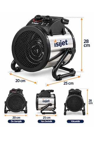 Isıjet EX-2 Çift Kademe 2KW Kompakt Elektrikli Fanlı Isıtıcı