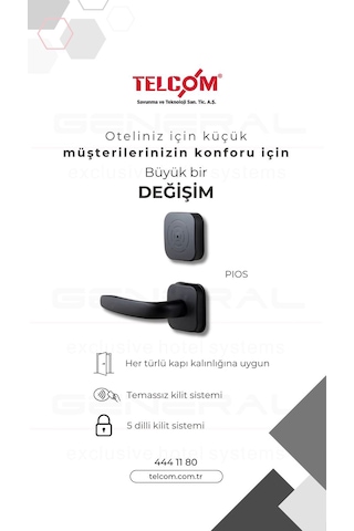 Yangına Dayanıklı Kartlı Otel Kapı Kilidi Otel Oda Kilidi Telcom- Pios 1 Adet