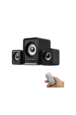 FT202BT 2+1 Bluetoothlu Kumandalı Mini Masa Üstü Hoparlör Siyah
