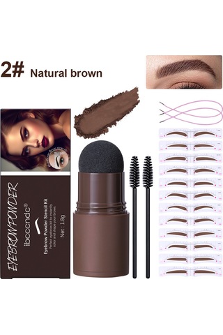 Shineyee 12 Şablonlu Kalıcı Su Geçirmez Kaş Tozu Seti - 2 Fırça Ve Doğal Kahverengi Kaş Gölgelendirme