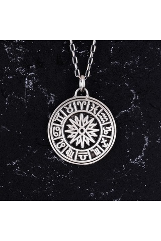 925 Ayar Gümüş Kolye - Burç Çarkı Kolyesi Gümüş