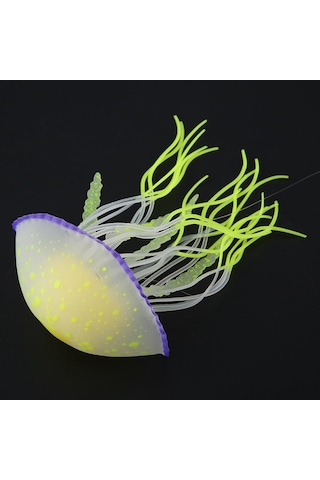 Qingmipy Lemon Sarı Simülasyonlu Flüoresan Medusa: Silikon Malzeme Akvaryum Dekorasyonu - Doğal Görünüm, Su Ve Balık Dostu, Kolay Kurulum