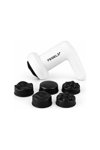 Fegel FG-720 6 Kademeli 5 Başlıklı Şarjlı Profesyonel Masaj Tabancası Beyaz