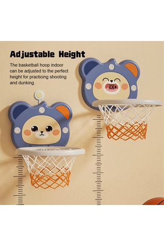 Ranyeek Çocuklar İçin Ayarlanabilir Yükseklikte Basketbol Potası Sessiz Top Hediyeli, Duvar Montajlı, 1-6 Yaş