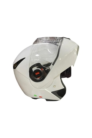 Motoanl Güneş Vizörlü Çene Açılır Motosiklet Kaskı Beyaz