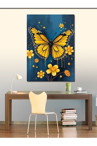 Kanvas Tablo Sarı Kelebek Masalı 50cmx70cm
