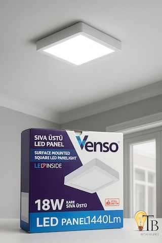 Venso 18w Kare Sıva Üstü Led Panel Beyaz Işık 6500k Beyaz