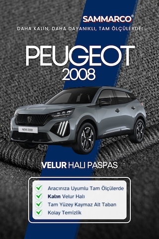 Peugeot 2008 2025 Halı Paspas Velur Paspas Kumaş Paspas Oto Paspas