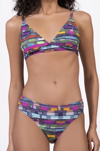 Endeep Kadın Çizgi Desenli Özel Lurex Kumaşlı Toparlayıcı Bikini Takımı Mavi
