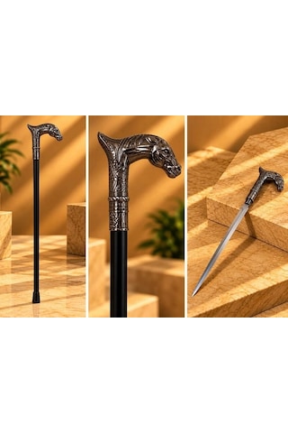 Özel Seri At Büstü Kılıçlı Baston Erkek Sanat Figür