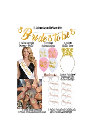 Bride To Be Partisi Seti Team Bride Bekarlığa Veda Konsept Gold