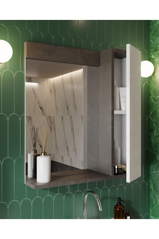 Karen Banyo Gümüş 65 Cm Lavabolu Banyo Dolabı Retro Gümüş-beyaz Lavabo Dahil Gümüş