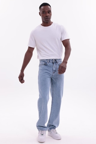 Freemen Erkek Baggy Bol Kesim Kot Pantolon Mavi