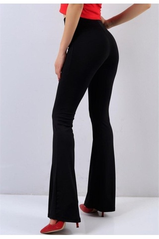 Incebelli Kadın Siyah Ispanyol Paça Likralı Taytsiyahm Siyah