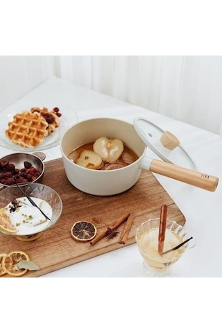 Neoflam D-Neof218 Fika Cam Kapaklı Alüminyum Döküm Sos Tenceresi