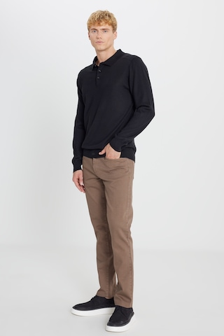 AC&Co / Altınyıldız Classics Erkek Sıyah Yünlü Standart Fit Normal Kesim Polo Yaka Triko Kazak SIYAH