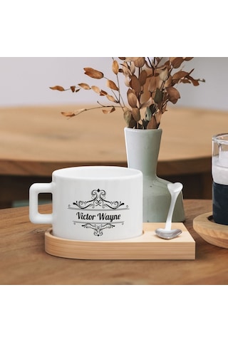 Bk Gift Kişiye Özel İsimli Ahşap Altlıklı Seramik Fincan-5 , Meslek Hediyesi, Yeni İş Hediyesi Kobitmeyen138081 Bk Gift