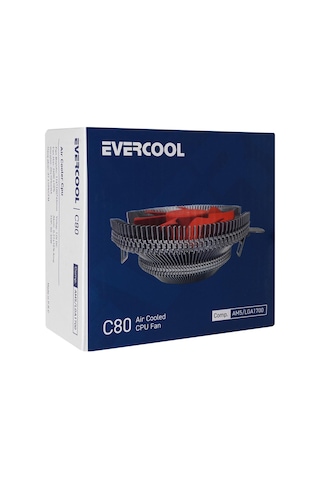 Evercool C80 37CFM 2600RPM 8cm Fan AM5/LGA1700 Uyumlu Hava Soğutmalı Cpu Fan